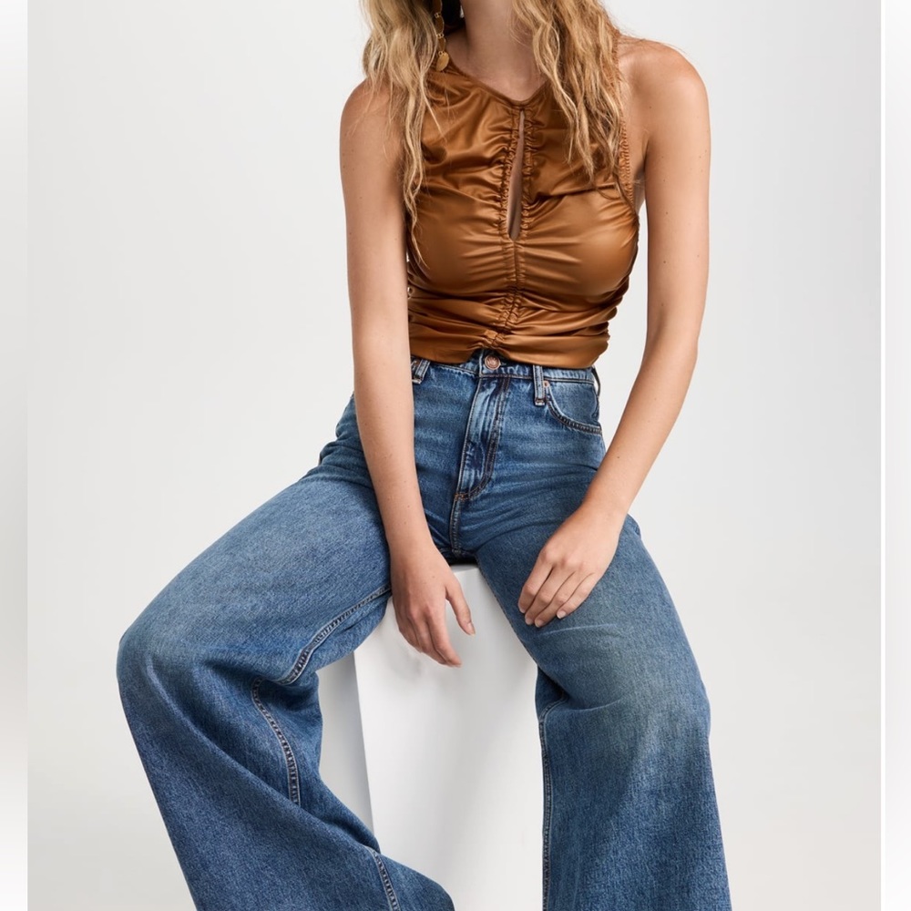 FREE PEOPLE Ride Along Ruched Crop Large - Picture 2 of 9